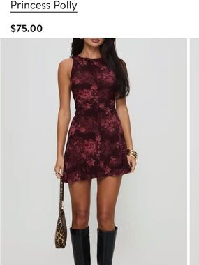 Princess Polly Wine Burgundy Floral Mini Dress